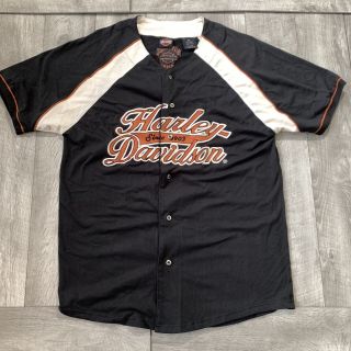 Rare Vintage Harley Davidson Motorcycles Big Logo Baseball Jersey Mens Size Xl
