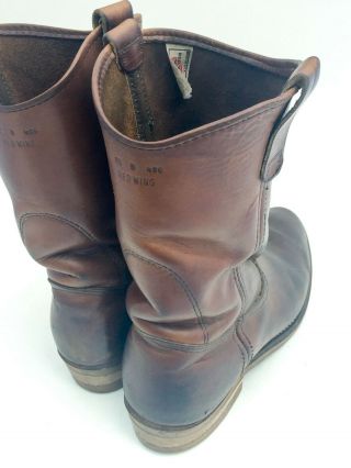 Men ' s Vintage Red Wing Brown Western Pecos Style Work Boots Size 9.  5 6