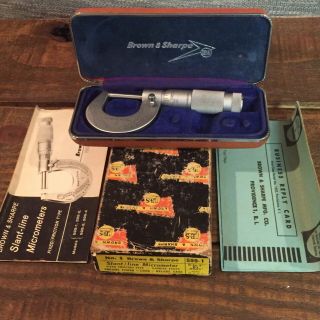 Vintage No.  1 Brown&sharpe Slant /line Micrometer 599 - 1 - All - Wow Look