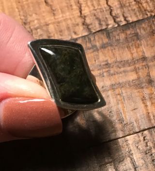 Vintage Jay King Green Serpentine & Sterling Silver Ring,  Size 6