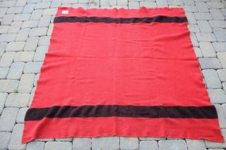 Vintage Polar Star Golden Dawn Virgin Wool Camp Blanket Red Black 66 X 70