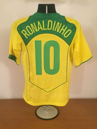 Brazil Home Shirt 2004/06 Ronaldinho 10 Small Vintage Rare