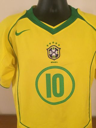 Brazil Home Shirt 2004/06 RONALDINHO 10 Small Vintage Rare 3