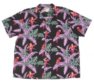 Vintage Paradise Found Purple Parrot Magnum Pi Tom Selleck Hawaiian Shirt 2xl