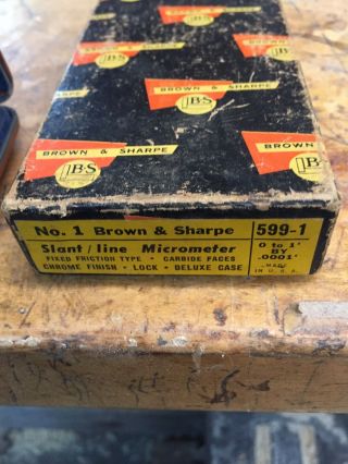 Vintage No.  1 Brown&Sharpe Slant /Line Micrometer 599 - 1 - ALL - WOW LOOK 3
