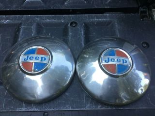 Amc Jeep Wagoneer 4x4 Hubcaps Dog Dish Wheel Covers Oem Vintage Set Of 2