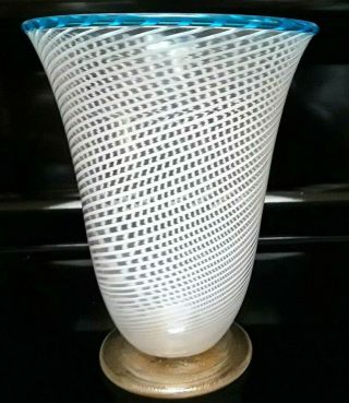 Vintage Mcm Mid Century Modern Murano Fratelli Toso (attr) Art Glass Swirl Vase