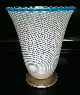 Vintage MCM Mid Century Modern Murano Fratelli Toso (Attr) Art Glass Swirl Vase 2