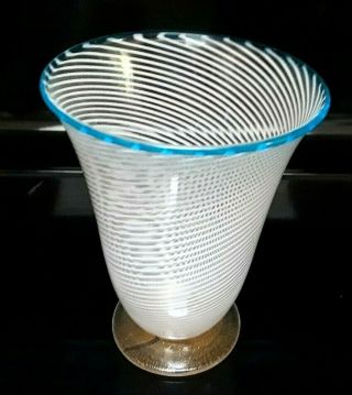 Vintage MCM Mid Century Modern Murano Fratelli Toso (Attr) Art Glass Swirl Vase 3