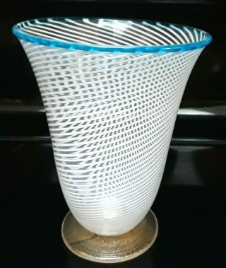 Vintage MCM Mid Century Modern Murano Fratelli Toso (Attr) Art Glass Swirl Vase 4