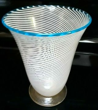 Vintage MCM Mid Century Modern Murano Fratelli Toso (Attr) Art Glass Swirl Vase 5