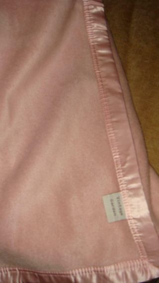 Vintage Garden Silk Blend Lovely Solid Pink Throw Blanket Satin Trim 50x62