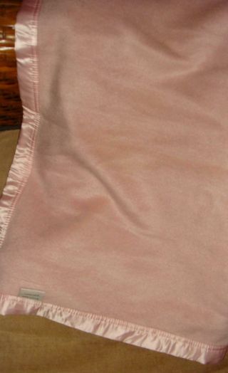 Vintage Garden Silk Blend Lovely Solid Pink Throw Blanket Satin Trim 50x62 3