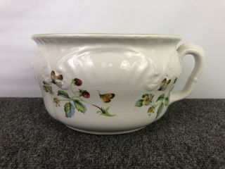 Vintage Old Foley James Kent “strawberry” English China Chamber Pot Butterflies
