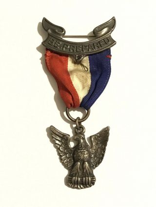 Vintage Sterling Silver Boy Scouts Eagle Scout Medal - Robbins 4 Model 1955 - 1969
