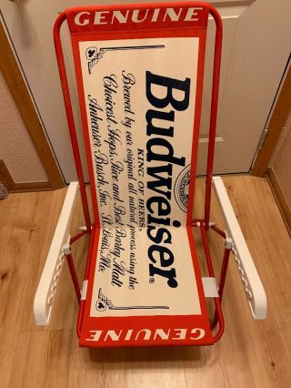 Vintage Budweiser Beer Canvas Adjustable Folding Reclining Beach Chair