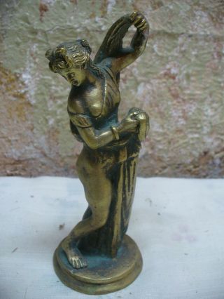 Antique Vintage Solid Brass Greek / Roman Goddess Female,  Statue / Figure 6