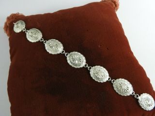 Vintage Concho Bracelet Solid 925 Sterling Silver Link Bracelet Southwestern 7