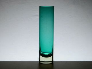 Vintage Teal / Green Riihimaki Large Cylinder Vase - Finland,  Scandinavian