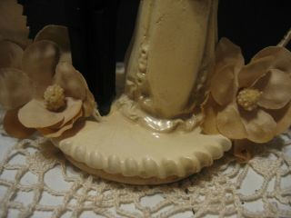 Vtg 40 ' s 50s Plaster Chalkware Wedding Cake Topper Bride Groom WWII 5