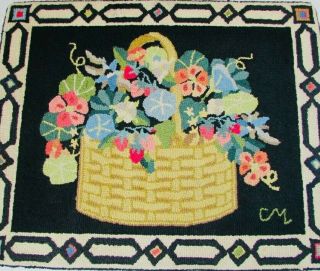 Vintage Retired Claire Murray Hook Rug (flower Basket)