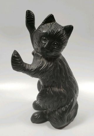 Vintage Cast Iron Black Cat Door Stop Statue Heavy