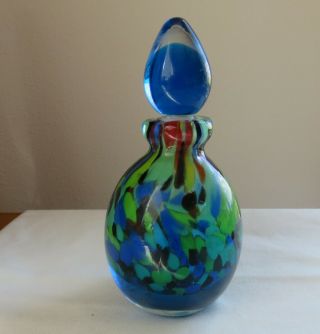 Vintage Murano Blue Glass Perfume Bottle 5 3/4 Inches