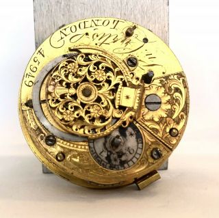 John Curtis London Antique Verge Fusee Pocket Watch Movement Repousse