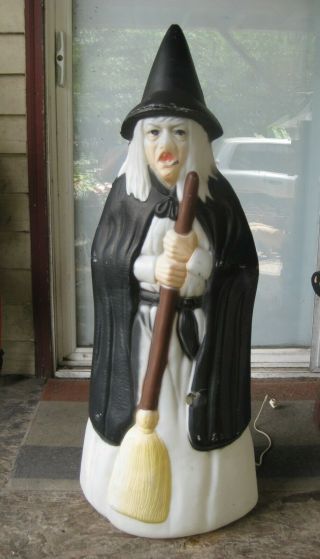 Vintage Empire Halloween Blow Mold Witch And Broom 38”