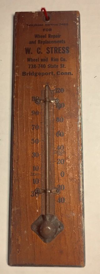 Vintage Wooden Auto Advertising Thermometer