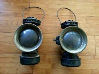(2) Pair (left And Right) Of Vintage Antique Coach Carriage Lanterns