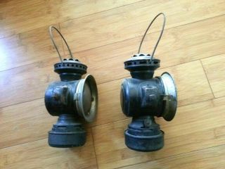 (2) PAIR (LEFT AND RIGHT) OF VINTAGE ANTIQUE COACH CARRIAGE LANTERNS 2
