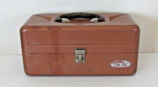 Vintage Old Pal Copper Metal Lure Handle Tackle Box 2 Tray Lititz Pa Fishing