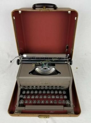 Vtg 1950 Royal Companion Dreyfuss Portable Typewriter Case S F2015119 Near