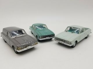 3 X Trax Xk Falcon Series 1:43 Diecast Model Cars.  Vintage Ford