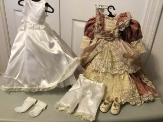 Pink DOLL DRESS - 18” - 20”doll - Ball Gown - Slip - Shoes Porcelain Compositiion American 2