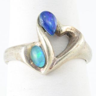 Handmade Vintage 925 Sterling Silver Ring Size 7 Hungarian Fire Opals
