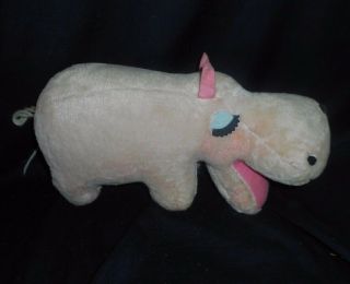 12 " Vintage Bantam Baby Pink Hippo Stuffed Animal Plush Toy Lovey Antique Old