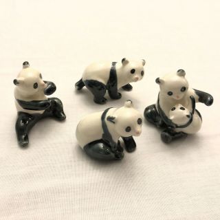 Vintage Ceramic Panda Bears Set Of 4
