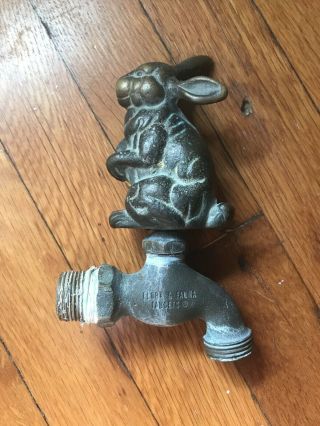 Vintage Flora Fauna Brass Water Spigot/ Faucet Rabbit Bunny
