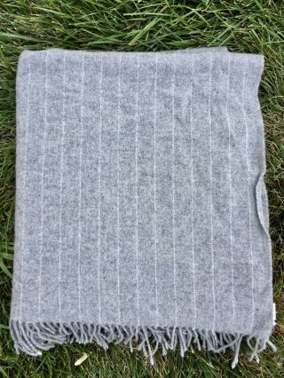 Vintage Ralph Lauren Home Pinstriped Charcoal Grey Cashmere Throw