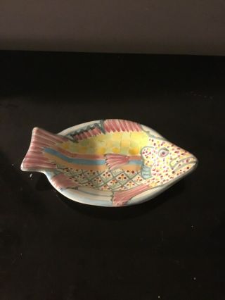 Rare Vintage Mackenzie Childs Fish Shaped Spoon Rest - Soap Dish - Retired