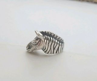 Vintage Zebra 925 Sterling Silver Ring Size 6