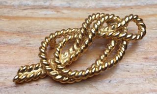Vintage Look Gold Tone Rope Knot Brooch/pin/signed Ak/anne Klein/nautical/retro