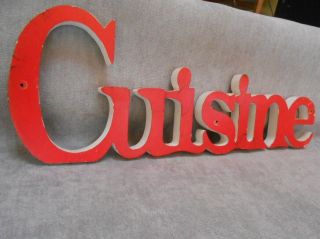 Vintage French Red Wood Sign Plaque / Cuisine =kitchen