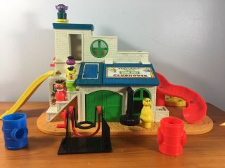 Vintage Fisher Price Little People Sesame Street 937 Clubhouse & Accessories