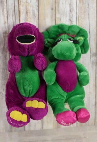 Vintage Barney The Purple Dinosaur & Baby Bop Plush Dolls Stuffed Animals