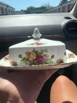 Vintage Old Country Roses Covered Butter Dish