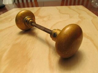 Vintage Solid Brass Door Knob Set With Threaded Rod