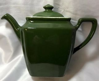 Vintage Teapot Hall Forest Green 4 Cup Tea Pot & Lid 7.  5” Tall